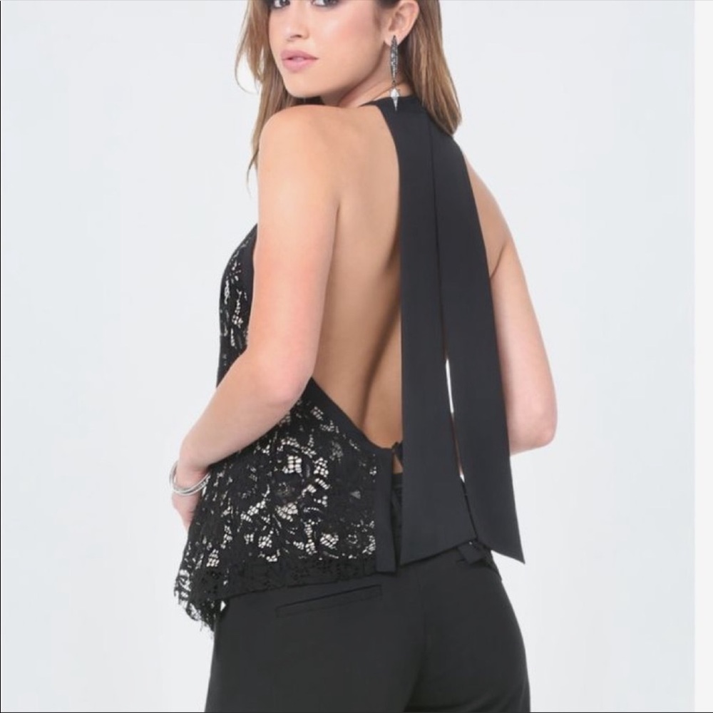 Bebe Cynthia lace halter top NWT